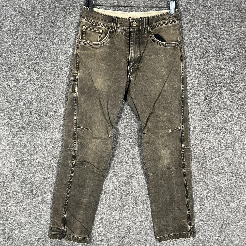 Kuhl Hot Rydr Jeans Mens 30x34 Brown Lined Canvas Relaxed Straight Workwear